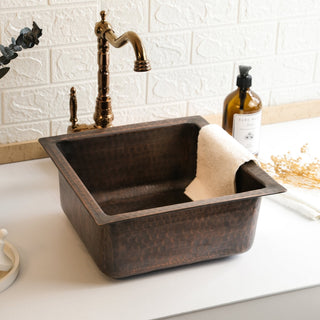 Handmade hammered dark copper vessel sink by ALFIQ