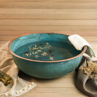 Green patina copper pedicure bowl for spa by ALFIQ