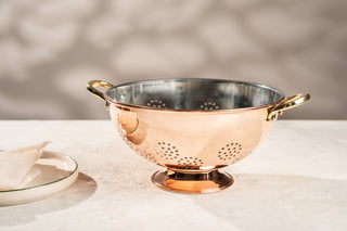 Hand-Hammered Copper Colander with Tin Interior, 210 mm