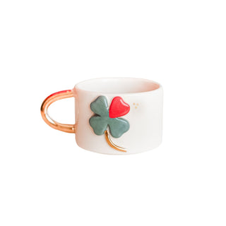 Lucky Clover & Evil Eye Ceramic Mug With Gold Handle – A Festive Charm For The Holidays