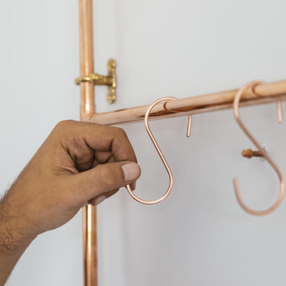 Handcrafted Copper Wall-Mounted Organizer with S-Hooks – Industrial-Style Hanging Rack