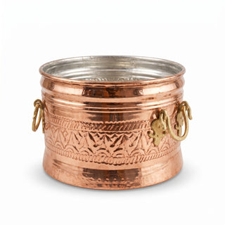 Handmade Copper Foam Hammam Bucket, Traditional Turkish Bath Bucket with Br – view 3