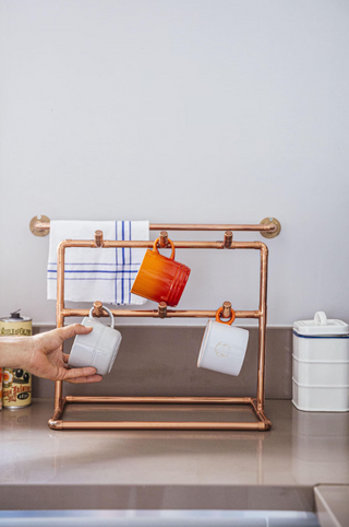 Handcrafted Copper Mug Holder - Industrial-Style Countertop Cup Organizer – view 3