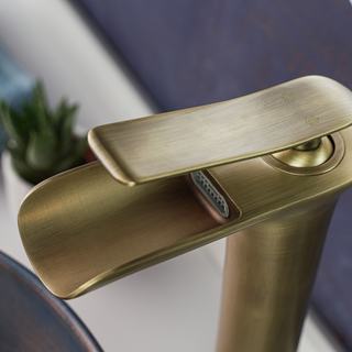 Antique Brass Tall Basin Mixer Tap, Solid Brass Faucet – view 4