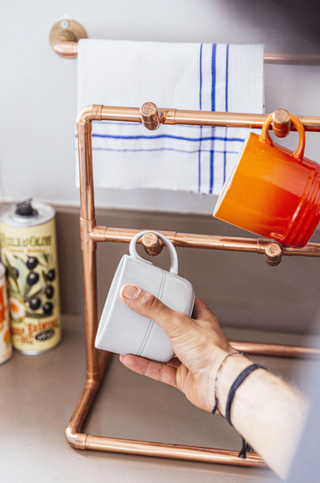 Handcrafted Copper Mug Holder - Industrial-Style Countertop Cup Organizer – view 4
