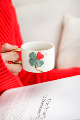 Lucky Clover & Evil Eye Ceramic Mug With Gold Handle – A Festive Charm For – view 4