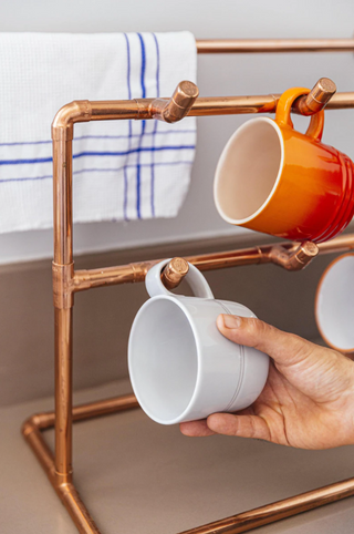 Handcrafted Copper Mug Holder - Industrial-Style Countertop Cup Organizer – view 5
