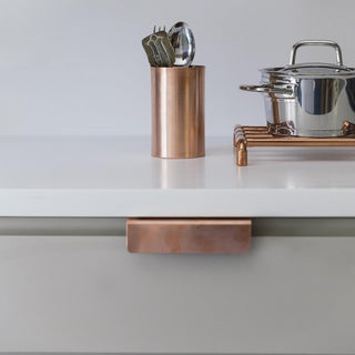 Brushed Copper Finger Pull Handles – Solid Copper Cabinet Hardware – view 4