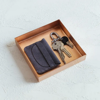 Handcrafted Brushed Copper Tray | Copper Small Key Wallet Holder Tray - Gift for Men