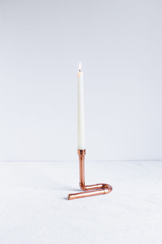 Industrial Copper Single Candle Holder