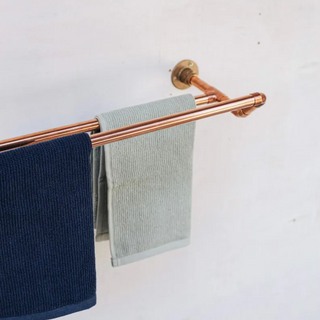 Handcrafted Copper Double Towel Rack | Handmade Copper Towel Bar for Bathroom and Kitchen 500 mm x 100 mm
