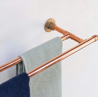 Handcrafted Copper Double Towel Rack | Handmade Copper Towel Bar for Bathro – view 5