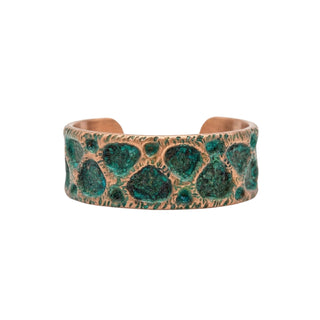 Green Patina Copper Cuff Bracelet – Handcrafted Textured Statement Bangle – view 3