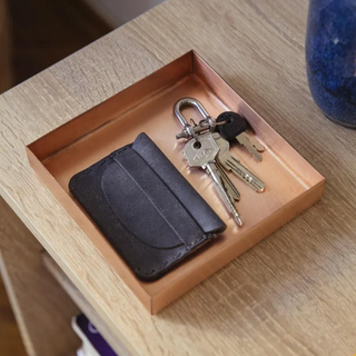 Handcrafted Brushed Copper Tray | Copper Small Key Wallet Holder Tray - Gift for Men
