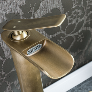 Antique Brass Tall Basin Mixer Tap, Solid Brass Faucet – view 6
