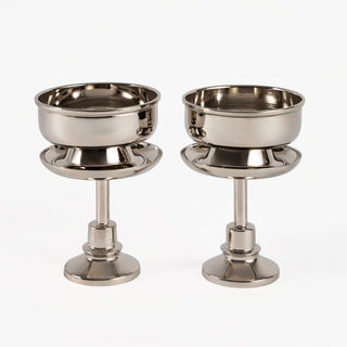 Handcrafted Copper & Silver Dessert Cups Set of 2, Mixed Metal Pedestal Ser – view 6