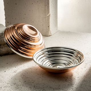 Serrated Copper Bowl Set - Handcrafted Artistry in 3 Unique Finishes (Copper, Silver, Rainbow Patina