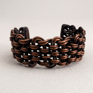 Copper Wide Woven Cuff Bracelet – Handmade Braided Statement Bangle
