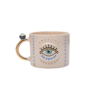 Evil Eye Ceramic Mug With Real Gold-Plated Handle – view 2