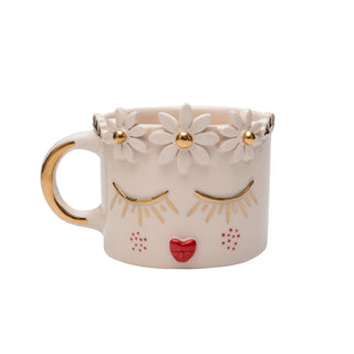 Handmade Golden Blossoms Valentine’s Day Mug – Floral Crown & Shimmering Go – view 2