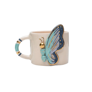 Turquoise Butterfly Dreams Mug – Hand-Painted Butterfly Nature-Inspired Cer – view 2
