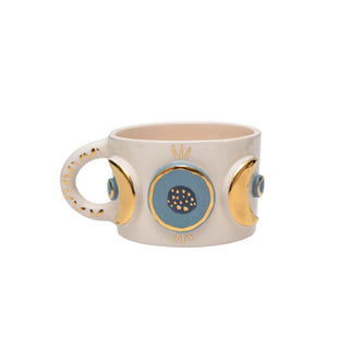Handmade Sun And Moon Phases Ceramic Mug With Real Gold Accents - Bohemian – view 2