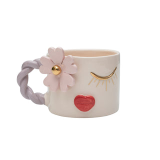 Valentine's Day Lovers' Kiss Mug Floral Heart & Gold Details – view 2