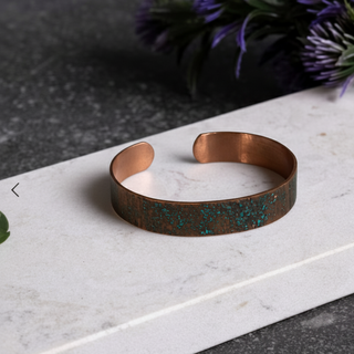 Chunky Handmade 100% Dark Copper Textured Cuff Bracelet – view 6