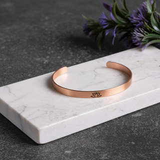 Engraved Leaf Pattern Solid Copper Cuff Bracelet – view 2