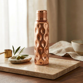 Hammered Solid Copper Water Bottle & Genuine Leather Carrying Bag Set, 750 – view 6