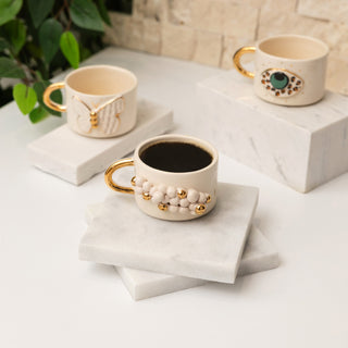 Festive Handcrafted Ceramic Mug With Gold Accents – New Year Holiday Cheer