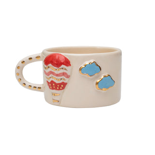 Hot Air Balloon Hand-Painted Ceramic Mug With Gold Accents – view 2