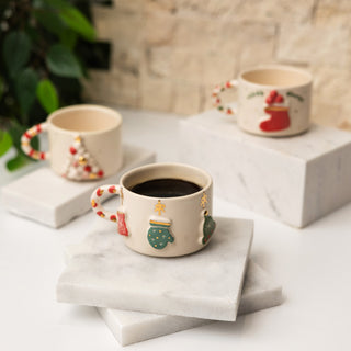 Stocking Fillers Festive Holiday Mug Collection - Holiday Ornament Mug With Golden Handle