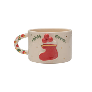 Festive Holiday Mug Collection - Christmas Stocking Mug With Golden Handle – view 2