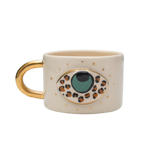 Leopard Nazar Eye Mug With Golden Handle | Handmade Premium Ceramic Mug – view 2