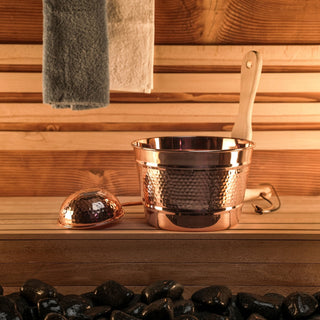 Hand - Hammered Large Copper Sauna Bucket & Ladle Set – 5L Capacity (Big Size) - Alfiq's Store