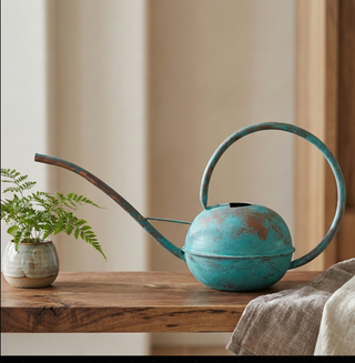 Vintage Style Green Patina Solid Copper Watering Can – view 4