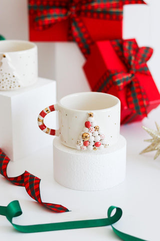 Festive Holiday Mug Collection - Pink & Gold Christmas Tree Mug – view 2