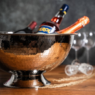 Handmade Hammered Copper Champagne Bowl & Copper Ice Bucket, Color Solid Copper - Alfiq's Store