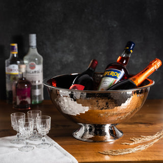 Handmade Hammered Copper Champagne Bowl & Copper Ice Bucket, Color Solid Copper - Alfiq's Store