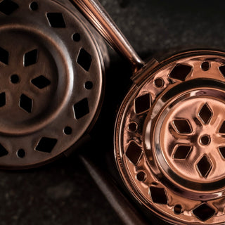 Handcrafted Hammered Copper Incense Burner – Dark Copper with Wooden Handle - Alfiq's Store
