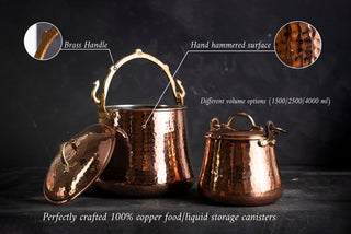 Handmade Solid Copper Canister with Lid | Coffee Tea Flour Food Safe Storage Box | Vintage Copper Jar - Alfiq's Store
