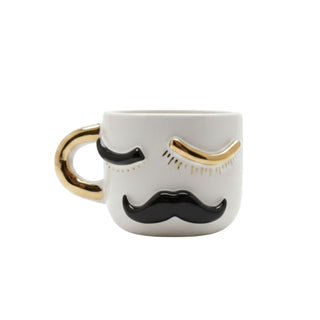 Gold & Black Moustache Porcelain Coffee Cup – view 2
