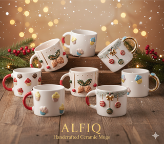 Hot Air Balloon Hand-Painted Ceramic Mug With Gold Accents – view 3