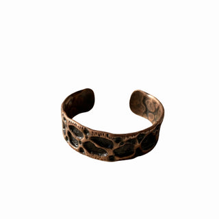Textured Oxidised Copper Wide Open Cuff Bracelet – view 2