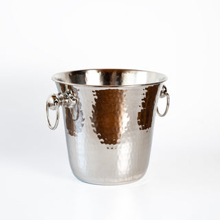 Handmade Chrome - Plated Copper Ice Bucket – Hammered Design with Ring Handles - Alfiq's Store