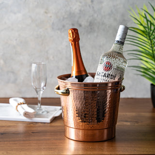 Handcrafted Hammered Copper Ice Bucket – Elegant Bar & Kitchen Essential - Alfiq's Store