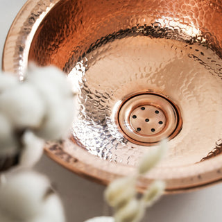 Round Solid Copper Kitchen & Bathroom Sink – Handmade Farmhouse Drop - In/Undermount - Alfiq's Store