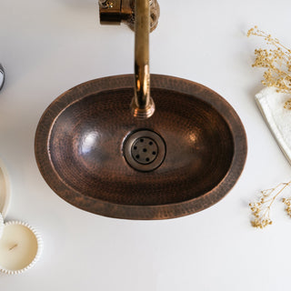 Handmade Oval Copper Drop - In Sink – Dark & Pure Copper Vessel for Kitchen & Bathroom - Alfiq's Store