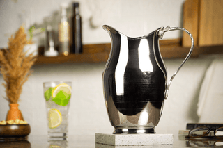 Handmade Hammered Copper Pitcher in Silver Finish – 1500ml Bedside Water Jug - Alfiq's Store